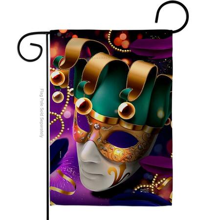 PATIO TRASERO 13 x 18.5 in. Jester Mask Springtime Mardi Gras Vertical Garden Flag with Double-Sided PA4079881
